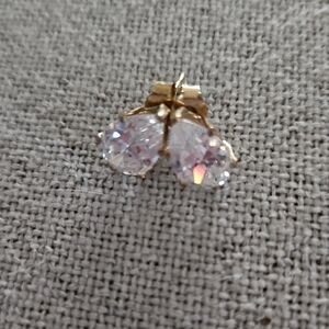 Gold Over Silver Setting Clear Zerconia Marquise Stud Earrings - Women Jewelry